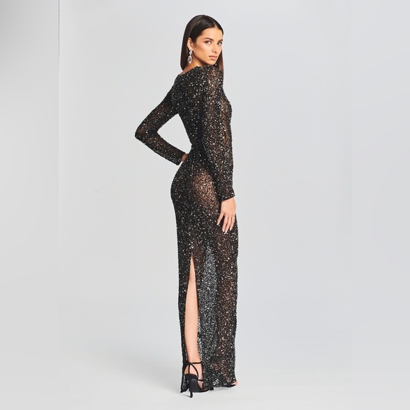 Retrofete Black Sequin Maxi Dress - Picture 2 of 14